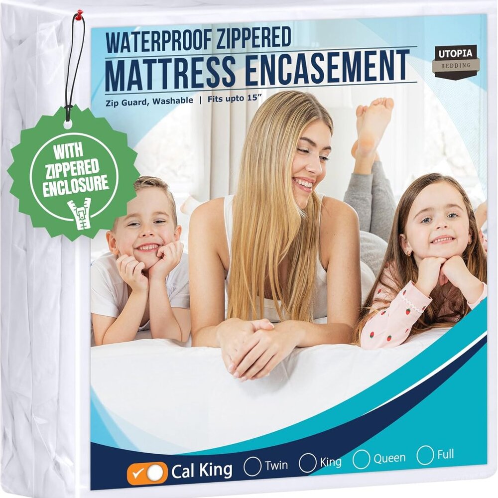 UTOPIA Bedding Waterproof Mattress Encasement Protector Sz Calif King White